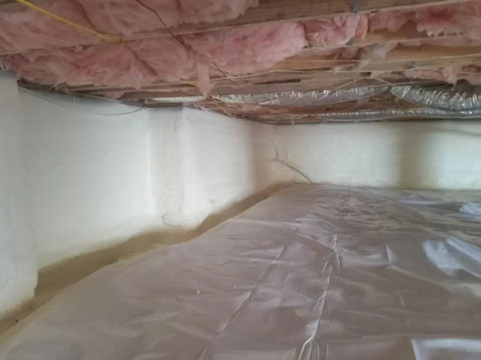 Crawl space encapsulation with closed-cell spray foam for Commercial Roof Restoration in Azusa